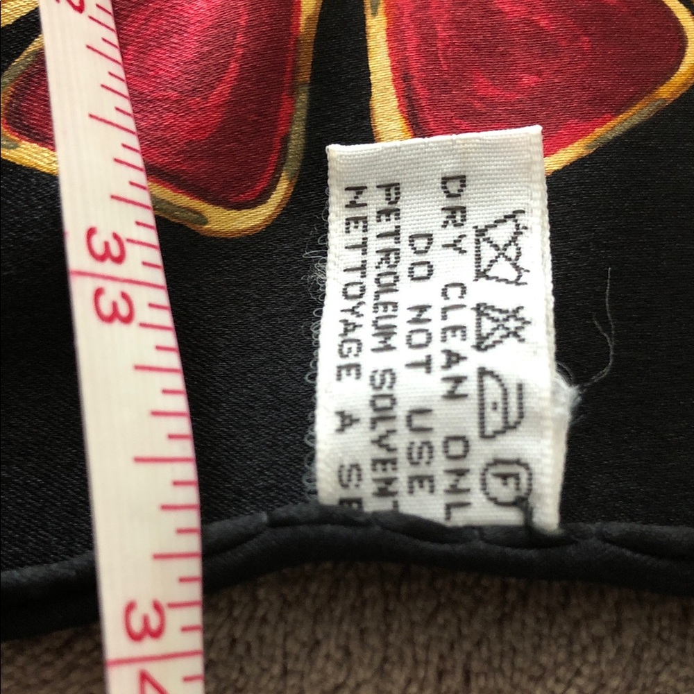 CHANEL Black Silk Scarf with Gold and Jewel Motif - Picture 4 of 4